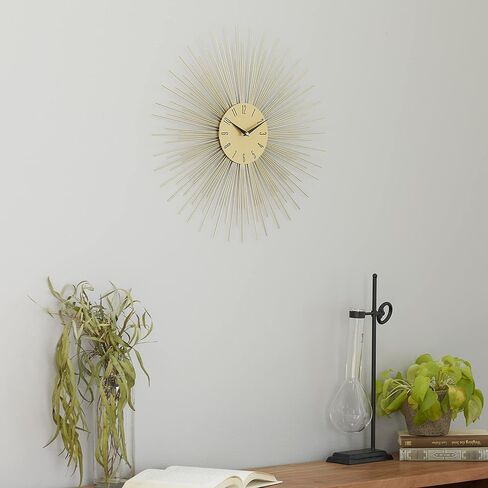 Deco 79 Metal Starburst Wall Clock, 19" x 1" x 19", Gold in Saudi Arabia