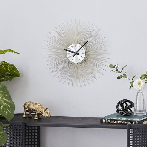 Deco 79 Metal Starburst Wall Clock, 19" x 1" x 19", Gold in Saudi Arabia