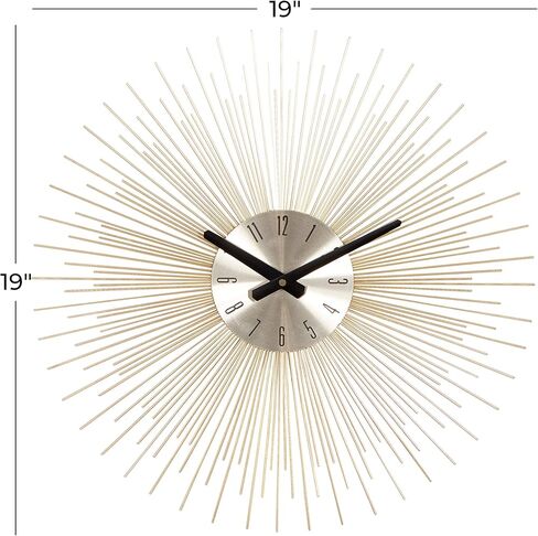 Deco 79 Metal Starburst Wall Clock, 19" x 1" x 19", Gold in Saudi Arabia