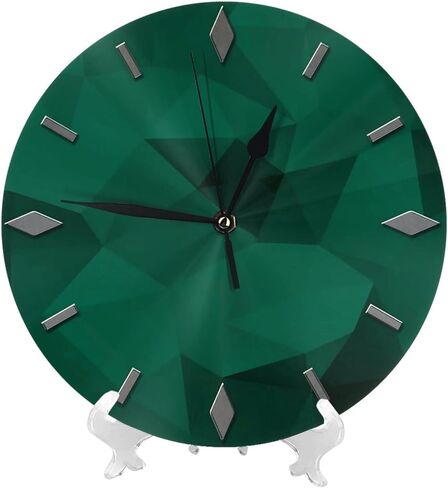 Kuroseha Geometrics - ساعة حائط فضية رمادية اللون - 10 بوصة ساعات حائط صامتة غير موقوتة - ديكور ريفي ريفي عتيق لغرفة المعيشة والمطبخ والمنزل والحمام وغرفة النوم in Kuwait