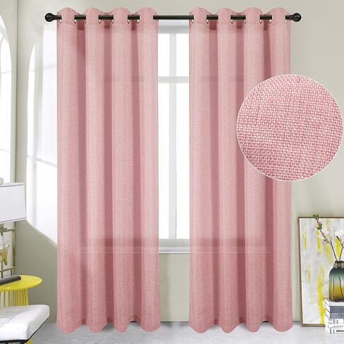 مجموعة توني ستائر من الكتان الصناعي الطبيعي، ستائر زرقاء سماوية بطول 96 بوصة صلبة شبه غرفة نوم ستائر/ألواح بحلقة علوية (34 × 95 بوصة، أزرق فاتح، لوحتان) in Kuwait