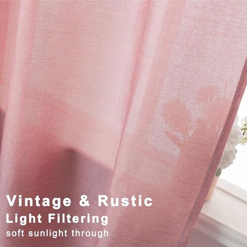 مجموعة توني ستائر من الكتان الصناعي الطبيعي، ستائر زرقاء سماوية بطول 96 بوصة صلبة شبه غرفة نوم ستائر/ألواح بحلقة علوية (34 × 95 بوصة، أزرق فاتح، لوحتان) in Kuwait