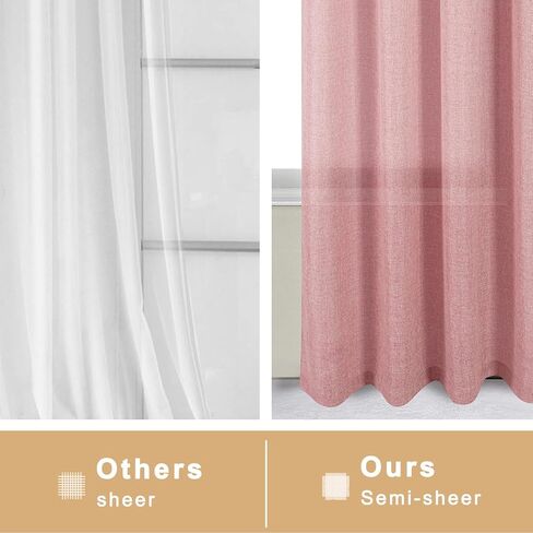 مجموعة توني ستائر من الكتان الصناعي الطبيعي، ستائر زرقاء سماوية بطول 96 بوصة صلبة شبه غرفة نوم ستائر/ألواح بحلقة علوية (34 × 95 بوصة، أزرق فاتح، لوحتان) in Kuwait