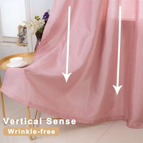 مجموعة توني ستائر من الكتان الصناعي الطبيعي، ستائر زرقاء سماوية بطول 96 بوصة صلبة شبه غرفة نوم ستائر/ألواح بحلقة علوية (34 × 95 بوصة، أزرق فاتح، لوحتان) in Kuwait