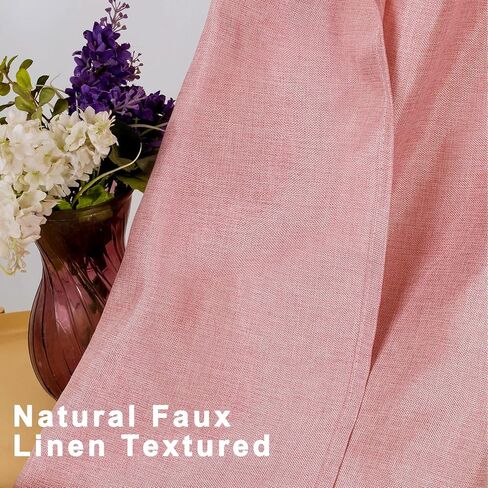 مجموعة توني ستائر من الكتان الصناعي الطبيعي، ستائر زرقاء سماوية بطول 96 بوصة صلبة شبه غرفة نوم ستائر/ألواح بحلقة علوية (34 × 95 بوصة، أزرق فاتح، لوحتان) in Kuwait