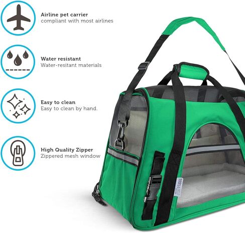 باوز اند بالز حامل حيوانات اليفة معتمد من شركات الطيران - حوامل ناعمة الجوانب للقطط والكلاب الصغيرة والمتوسطة للسفر على متن الطائرة مع سرير مسند من الصوف للقطط الصغيرة والجراء والكلاب التاكسي in Kuwait