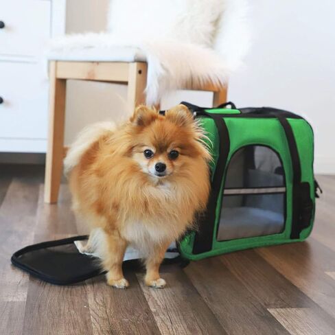 باوز اند بالز حامل حيوانات اليفة معتمد من شركات الطيران - حوامل ناعمة الجوانب للقطط والكلاب الصغيرة والمتوسطة للسفر على متن الطائرة مع سرير مسند من الصوف للقطط الصغيرة والجراء والكلاب التاكسي in Kuwait