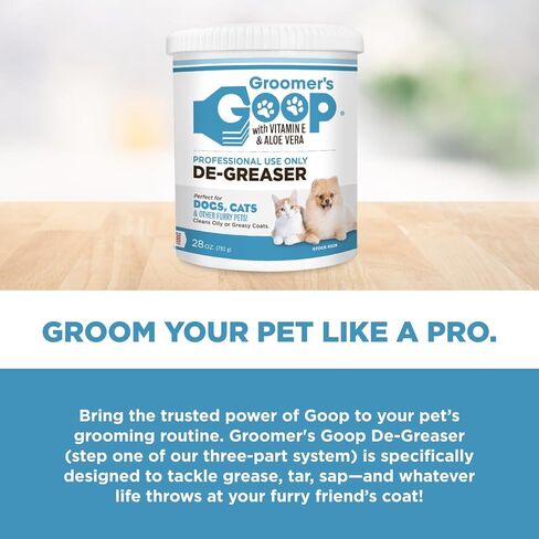 Groomer's GOOP Pet De-Greaser with Vitamin E and Aloe Vera - Degreaser Cream for Dogs, Puppy, Cat, and Kitten - Oil and Stain Remover for Pets Fur and Coat - 28oz in Kuwait