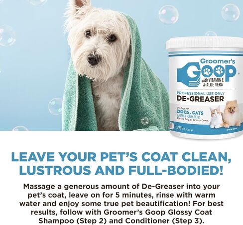 Groomer's GOOP Pet De-Greaser with Vitamin E and Aloe Vera - Degreaser Cream for Dogs, Puppy, Cat, and Kitten - Oil and Stain Remover for Pets Fur and Coat - 28oz in Kuwait