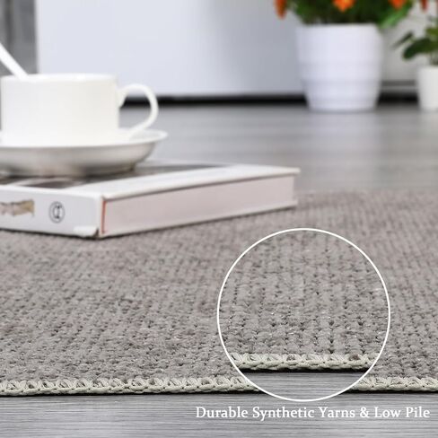 Hallway Runner Rug Modern Solid Textured Runner Rug Entryway Rug, Washable Stain Resistant Non-Slip Contemporary Bedroom Rug Runner Entrance Carpet for Laundry Kitchen, Cream, 2' x 6' in Kuwait