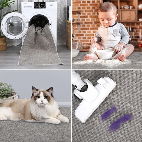 Hallway Runner Rug Modern Solid Textured Runner Rug Entryway Rug, Washable Stain Resistant Non-Slip Contemporary Bedroom Rug Runner Entrance Carpet for Laundry Kitchen, Cream, 2' x 6' in Kuwait