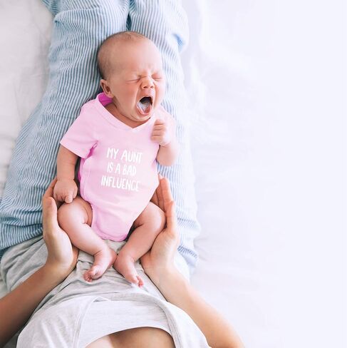 CBTwear My Aunt Is A Bad Influence - Funny Auntie Gift - Cute Infant One-Piece Baby Bodysuit in Kuwait
