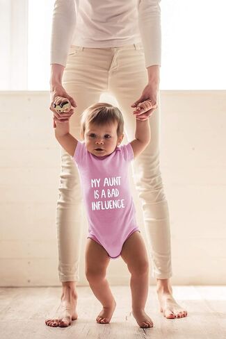 CBTwear My Aunt Is A Bad Influence - Funny Auntie Gift - Cute Infant One-Piece Baby Bodysuit in Kuwait
