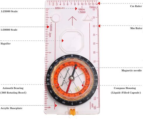بوصلة التوجيه والمشي لمسافات طويلة، بوصلة ملاحة للبقاء على قيد الحياة، بوصلة كشافة متقدمة للتخييم، بوصلة كشافة احترافية متعددة الوظائف للأطفال، قراءة الخرائط، حقيبة الظهر، أفضل هدايا البقاء على قيد الحياة in Kuwait