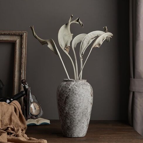 AWNR Terracotta Vase Farmhouse Decor: Ceramic Clay Vase Pottery Vase Vintage Vases for Flowers Rustic Home Decor for Living Room Mantel Bedroom Kitchen Dinning Table Centerpieces Art Collectibles in Kuwait