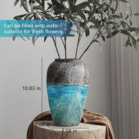 AWNR Terracotta Vase Farmhouse Decor: Ceramic Clay Vase Pottery Vase Vintage Vases for Flowers Rustic Home Decor for Living Room Mantel Bedroom Kitchen Dinning Table Centerpieces Art Collectibles in Kuwait