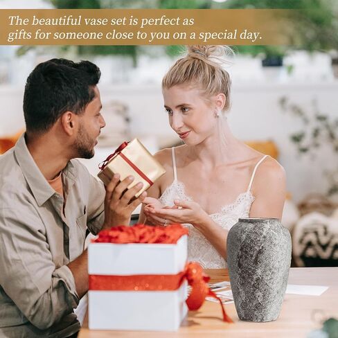 AWNR Terracotta Vase Farmhouse Decor: Ceramic Clay Vase Pottery Vase Vintage Vases for Flowers Rustic Home Decor for Living Room Mantel Bedroom Kitchen Dinning Table Centerpieces Art Collectibles in Kuwait