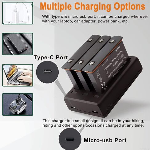 عبوتان من بطاريات بديلة Insta360 ONE X2 وشاحن USB سريع ثلاثي القنوات متوافق مع كاميرا Insta360 ONE X2 360 (البطارية غير مقاومة للماء) in Kuwait