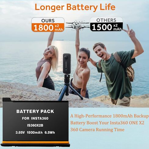 عبوتان من بطاريات بديلة Insta360 ONE X2 وشاحن USB سريع ثلاثي القنوات متوافق مع كاميرا Insta360 ONE X2 360 (البطارية غير مقاومة للماء) in Kuwait