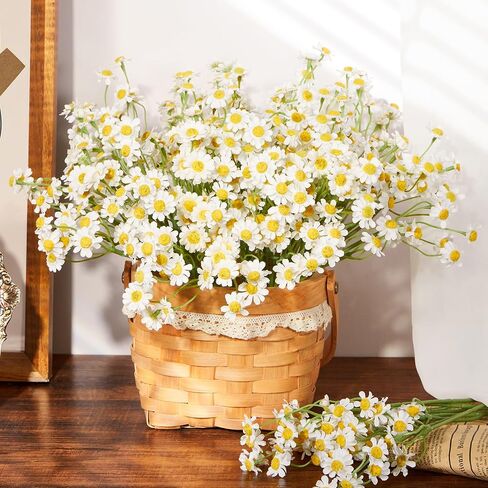 Serwalin Artificial Daisy Flowers Small Daisy Flowers Bouquet 12Pcs, Arrangements for Wedding, Vase Centerpiece Table Decorations, DIY Home Party(not Include vase) in Saudi Arabia
