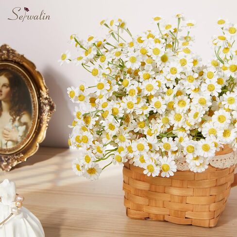Serwalin Artificial Daisy Flowers Small Daisy Flowers Bouquet 12Pcs, Arrangements for Wedding, Vase Centerpiece Table Decorations, DIY Home Party(not Include vase) in Saudi Arabia