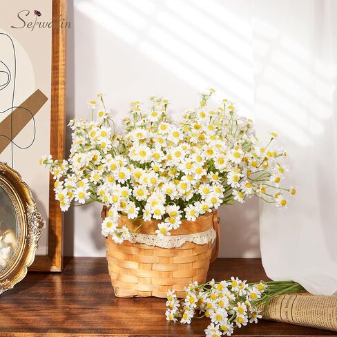 Serwalin Artificial Daisy Flowers Small Daisy Flowers Bouquet 12Pcs, Arrangements for Wedding, Vase Centerpiece Table Decorations, DIY Home Party(not Include vase) in Saudi Arabia