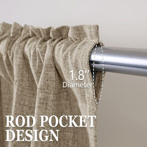 MIULEE 100% Blackout Curtains 84 Inches Long for Bedroom Living Room Linen Textured Thermal Insulated Rod Pocket Black Out Room Darkening Burlap Window Curtain 2 Panels Set, W52 x L84, Natural Taupe in Saudi Arabia