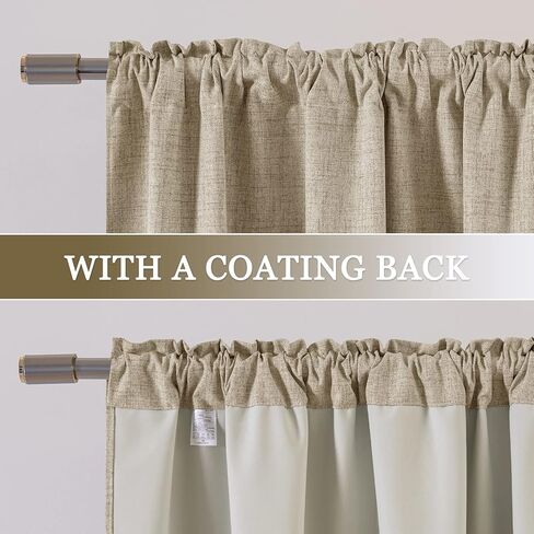 MIULEE 100% Blackout Curtains 84 Inches Long for Bedroom Living Room Linen Textured Thermal Insulated Rod Pocket Black Out Room Darkening Burlap Window Curtain 2 Panels Set, W52 x L84, Natural Taupe in Saudi Arabia