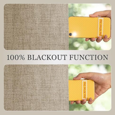 MIULEE 100% Blackout Curtains 84 Inches Long for Bedroom Living Room Linen Textured Thermal Insulated Rod Pocket Black Out Room Darkening Burlap Window Curtain 2 Panels Set, W52 x L84, Natural Taupe in Saudi Arabia