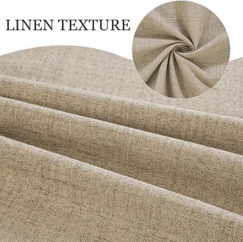 MIULEE 100% Blackout Curtains 84 Inches Long for Bedroom Living Room Linen Textured Thermal Insulated Rod Pocket Black Out Room Darkening Burlap Window Curtain 2 Panels Set, W52 x L84, Natural Taupe in Saudi Arabia