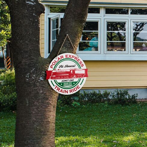 Christmas Wall Decor Sign, Polar Express Train Ride, Rustic Christmas Home Sign for Front Door Porch Christmas Decorations Farmhouse Home Kitchen Holiday Party Wood Hanging Wall Decor Sign Plaque in Kuwait