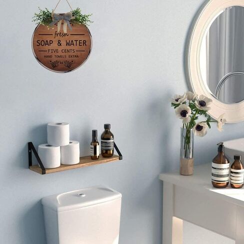 Farmhouse Bathroom Wall Decor Antique Frame Round Wooden Sign Vintage Decor for Toilet Restroom Restroom Hanging Sign Fresh Soap And Water 12 X 12 Inch in Saudi Arabia