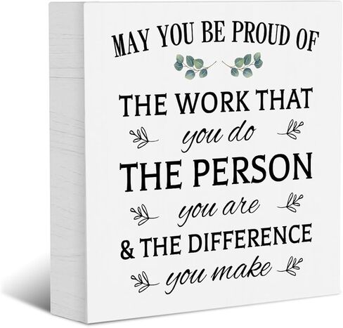 قد تكون فخوراً بلوحة كتلة لافتة صندوق خشبي للعمل، لافتة صندوق خشبي للموظفين، لافتة رف مكتب منزلي 5 × 5 بوصات in Kuwait