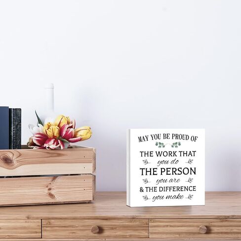 قد تكون فخوراً بلوحة كتلة لافتة صندوق خشبي للعمل، لافتة صندوق خشبي للموظفين، لافتة رف مكتب منزلي 5 × 5 بوصات in Kuwait