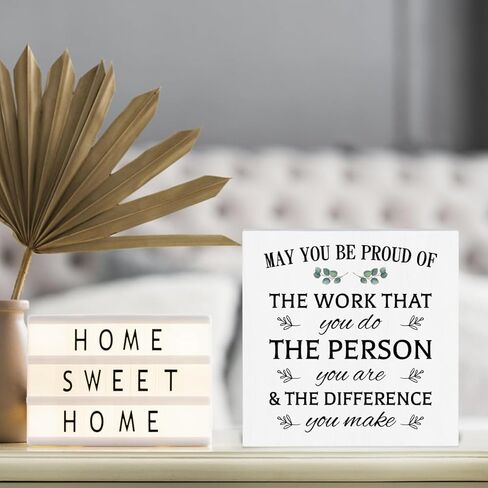 قد تكون فخوراً بلوحة كتلة لافتة صندوق خشبي للعمل، لافتة صندوق خشبي للموظفين، لافتة رف مكتب منزلي 5 × 5 بوصات in Kuwait