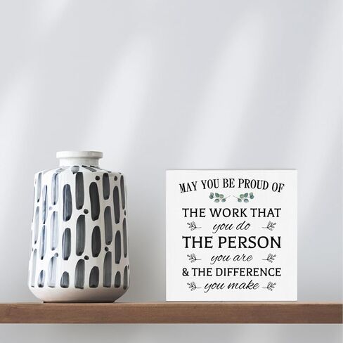 قد تكون فخوراً بلوحة كتلة لافتة صندوق خشبي للعمل، لافتة صندوق خشبي للموظفين، لافتة رف مكتب منزلي 5 × 5 بوصات in Kuwait