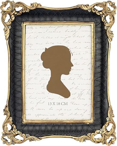 إطار صورة أسود عتيق مقاس 5x7 بوصة من AELS، إطارات صور عتيقة أنيقة مع واجهة زجاجية، عرض للصور، تعليق على الحائط على سطح الطاولة، ديكور منزلي، زاوية مجوفة باروكية in Kuwait
