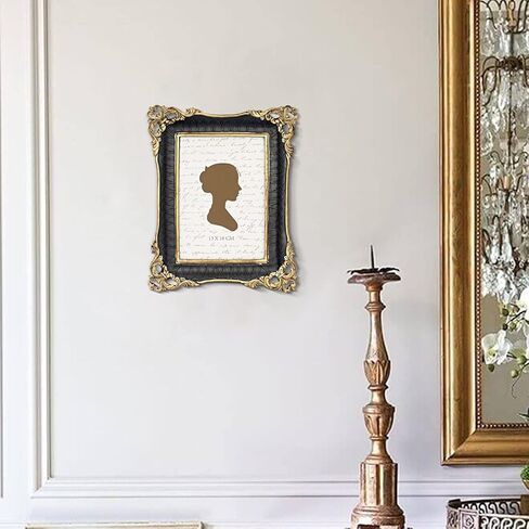 إطار صورة أسود عتيق مقاس 5x7 بوصة من AELS، إطارات صور عتيقة أنيقة مع واجهة زجاجية، عرض للصور، تعليق على الحائط على سطح الطاولة، ديكور منزلي، زاوية مجوفة باروكية in Kuwait