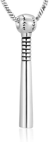 Yinplsmemory Cremation Jewelry Baseball Bat Urn Necklace for Ashes for Dad Brother Mom Stainless Steel Sport Urn Locket for Ashes Keepsake in Saudi Arabia