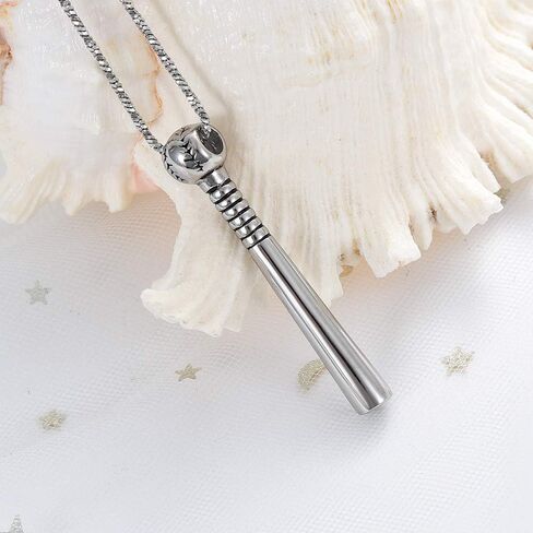 Yinplsmemory Cremation Jewelry Baseball Bat Urn Necklace for Ashes for Dad Brother Mom Stainless Steel Sport Urn Locket for Ashes Keepsake in Saudi Arabia