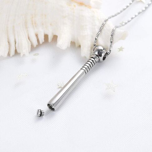 Yinplsmemory Cremation Jewelry Baseball Bat Urn Necklace for Ashes for Dad Brother Mom Stainless Steel Sport Urn Locket for Ashes Keepsake in Saudi Arabia