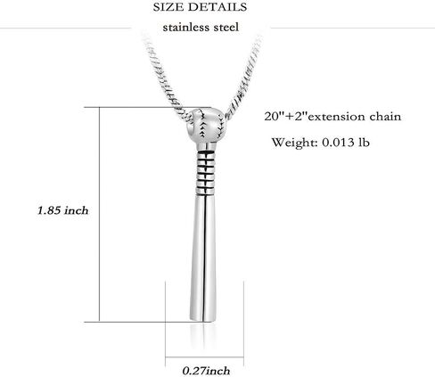Yinplsmemory Cremation Jewelry Baseball Bat Urn Necklace for Ashes for Dad Brother Mom Stainless Steel Sport Urn Locket for Ashes Keepsake in Saudi Arabia