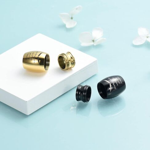 AIWENXI Small Urns Cremation Keepsakes for Ashes Super Mini Cremation Urns for Human or Pet Ashes Urns Stainless Steel Memorial Ashes Holder-2 Sets(Black+Gold) in Saudi Arabia