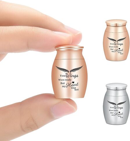 AIWENXI Small Urns Cremation Keepsakes for Ashes Super Mini Cremation Urns for Human or Pet Ashes Urns Stainless Steel Memorial Ashes Holder-2 Sets(Black+Gold) in Saudi Arabia
