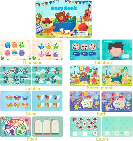 Montessori Busy Book for Toddlers, Preschool Learning Activities for Kids, Kindergarten Educational Toys for 3 Year Old in Kuwait