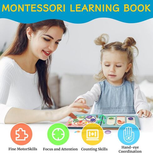 Montessori Busy Book for Toddlers, Preschool Learning Activities for Kids, Kindergarten Educational Toys for 3 Year Old in Kuwait
