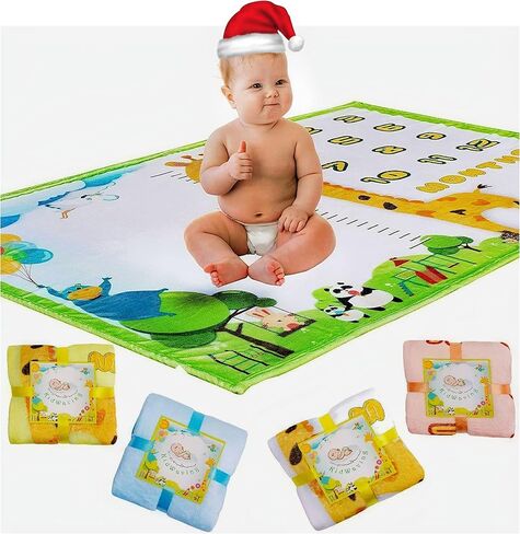 Ayushka Baby Milestone Blanket - Large 60"x40" Memory Blanket w/Growth Tracker, Soft Fleece First Year for Girl, Boy, Monthly Nursery Swaddling Blankets for Newborn Beautiful & Durable Shower Gift in Saudi Arabia
