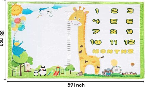 Ayushka Baby Milestone Blanket - Large 60"x40" Memory Blanket w/Growth Tracker, Soft Fleece First Year for Girl, Boy, Monthly Nursery Swaddling Blankets for Newborn Beautiful & Durable Shower Gift in Saudi Arabia