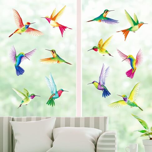 ديكواول ملصقات حائط بتصميم زهور استوائية وطيور طنانة من الفينيل لتزيين غرفة النوم والمعيشة، ديكور فني للطيور، شجرة اوراق شجر قابلة للازالة من الفينيل لغرفة الاطفال - DS-8060 in Saudi Arabia