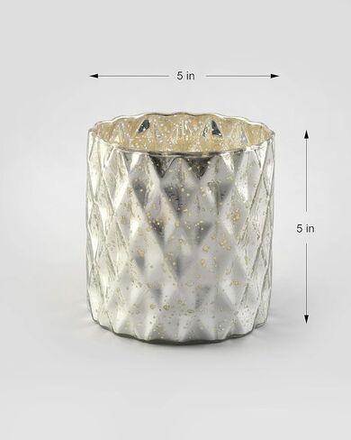 Serene Spaces Living Silver Diamond Mercury Cylinder ، المقاس: 12.7 سم قطر × 12.7 سم ارتفاع in Kuwait